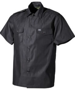 MFH Camicia US nera a maniche corte con tasche e spalline - Armeria Lamanna