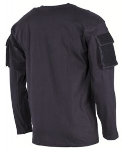 MFH Maglia Militare US Shirt Nera con Tasche sulle Maniche - Armeria Lamanna