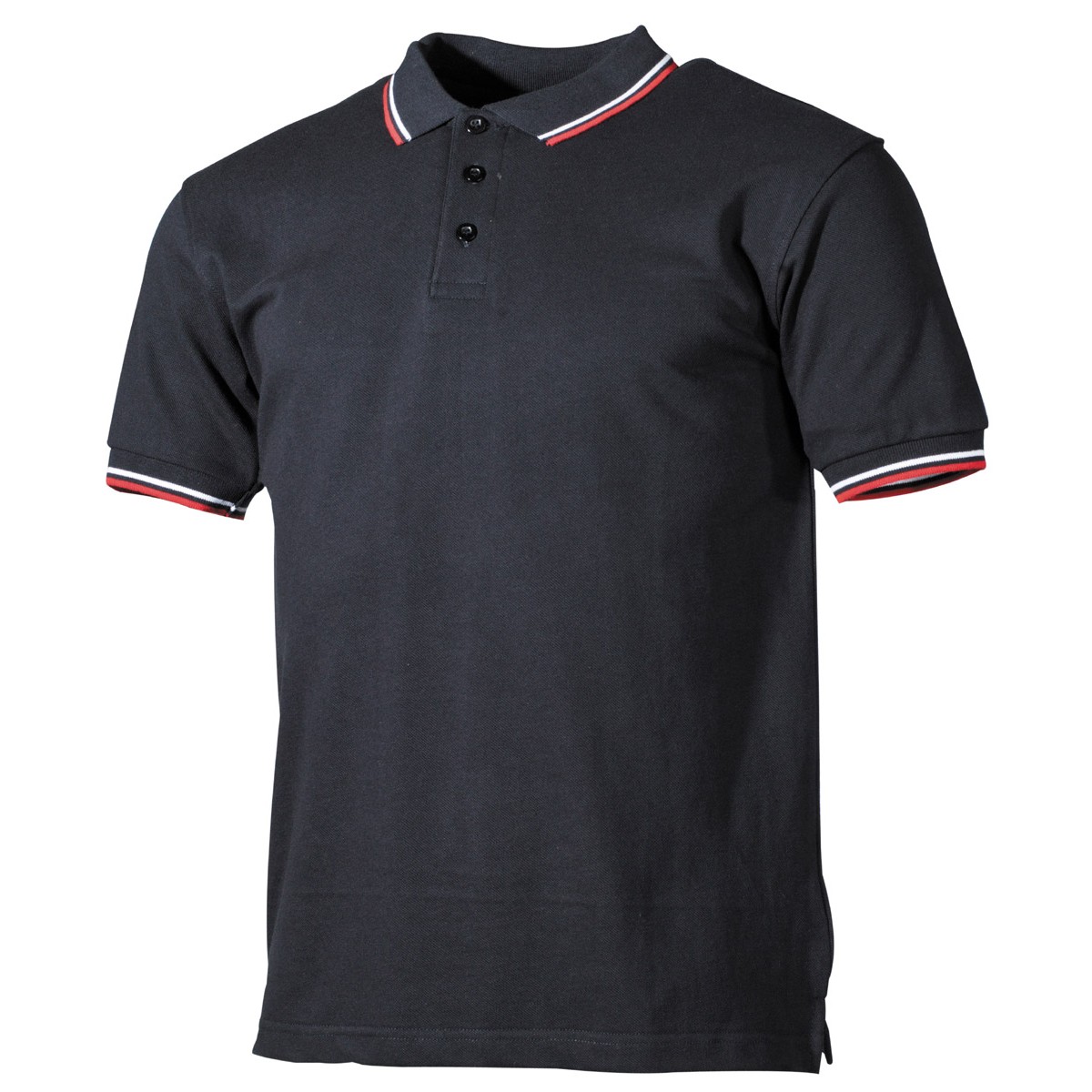 MFH Polo nera con righe rosse e bianche English Style - Armeria Lamanna