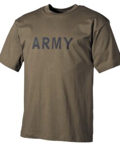 MFH T-Shirt Militare Oliva con Stampa Army Nera - Armeria Lamanna