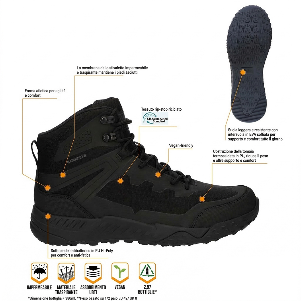 Magnum Ultima 6.0 WP Anfibi Tattici Vegan Waterproof Neri - Armeria Lamanna